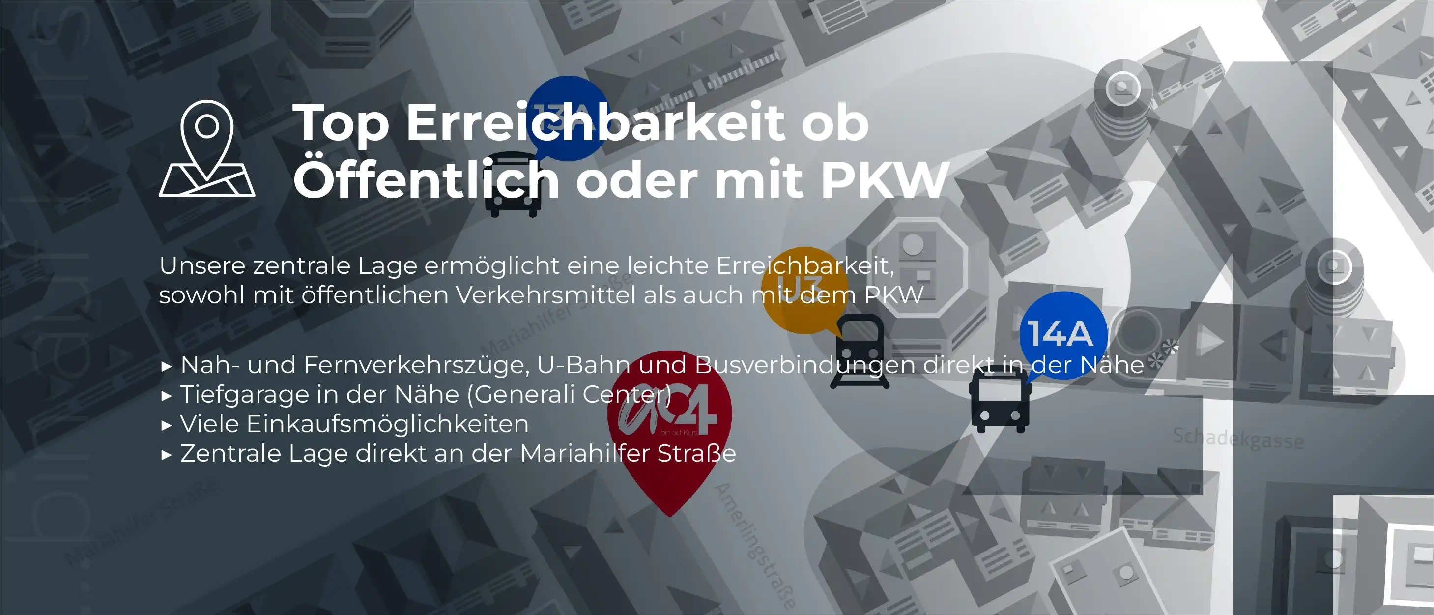 Top Erreichbarkeit ob Öffentlich oder mit PKW